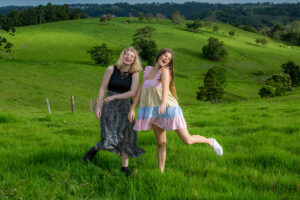 photo of sisters enjoying the Maleny fields