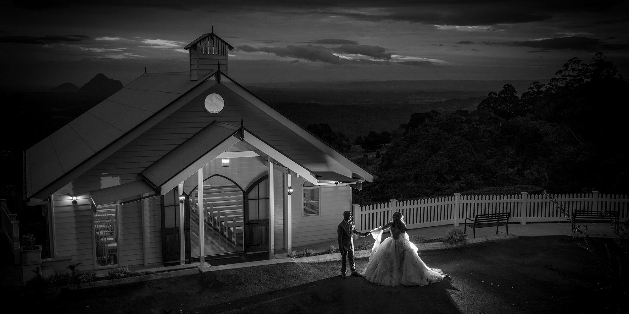 Black & White Bridal Couple - Maleny Wedding Photography