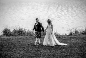 wedding couple holding hands