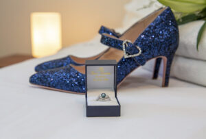 bridal wedding shoes and engagement ring Maleny wedding photography